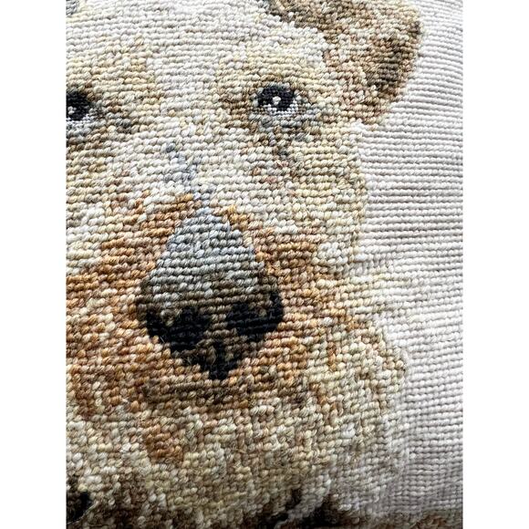 Vintage Needlepoint Scottish Terrier Dog Velvet Tan 10" x 10" Zipper - Picture 3 of 9